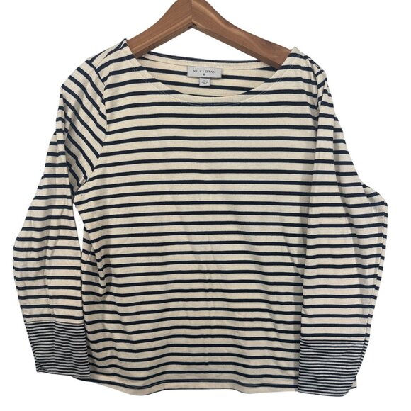 Nili Lotan for Target Womens Top XL Beige/Black Striped Classic Beachy Nautical - Picture 1 of 10